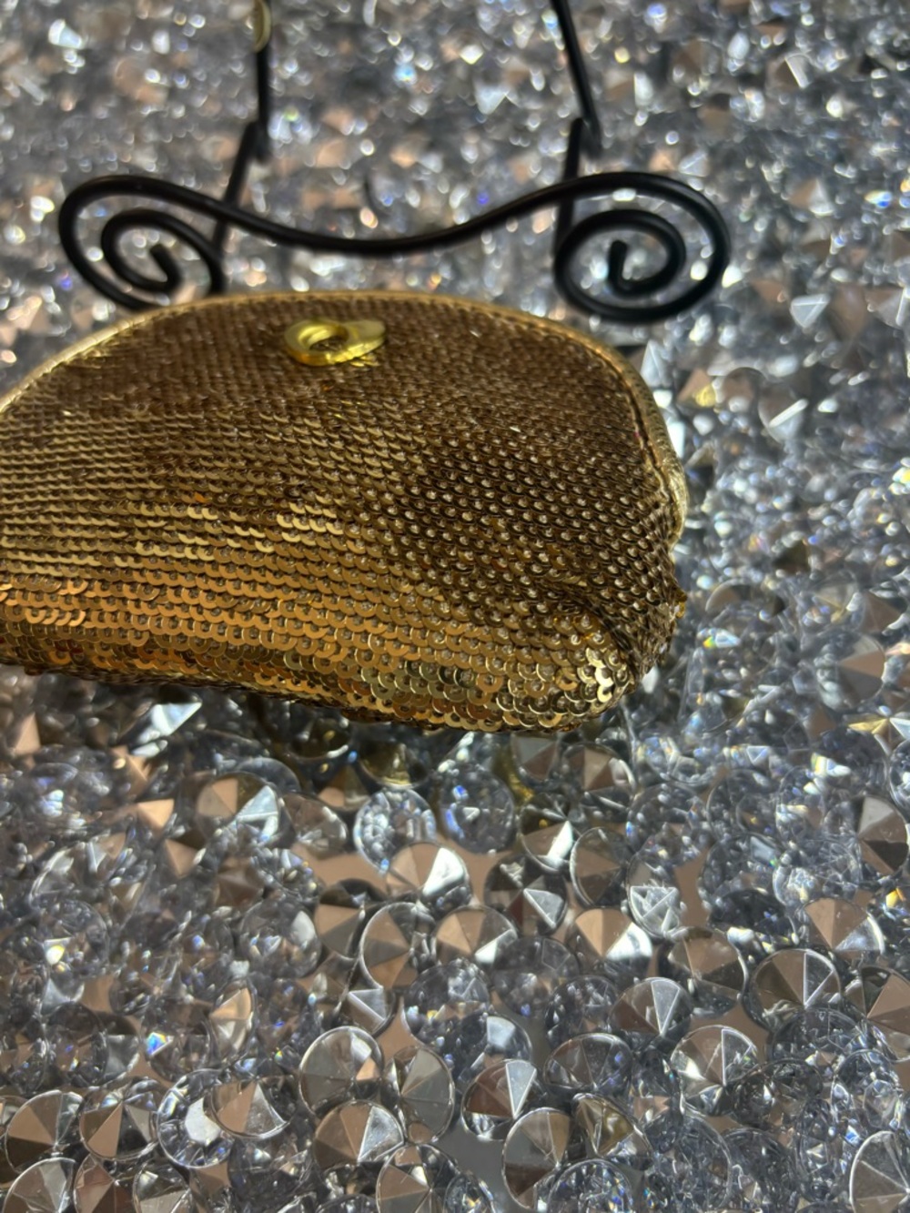 Coach Poppy Gold Sequin Mini Coin or makeup Pouch #46587 LIKE NEW RARE - Picture 9 of 10